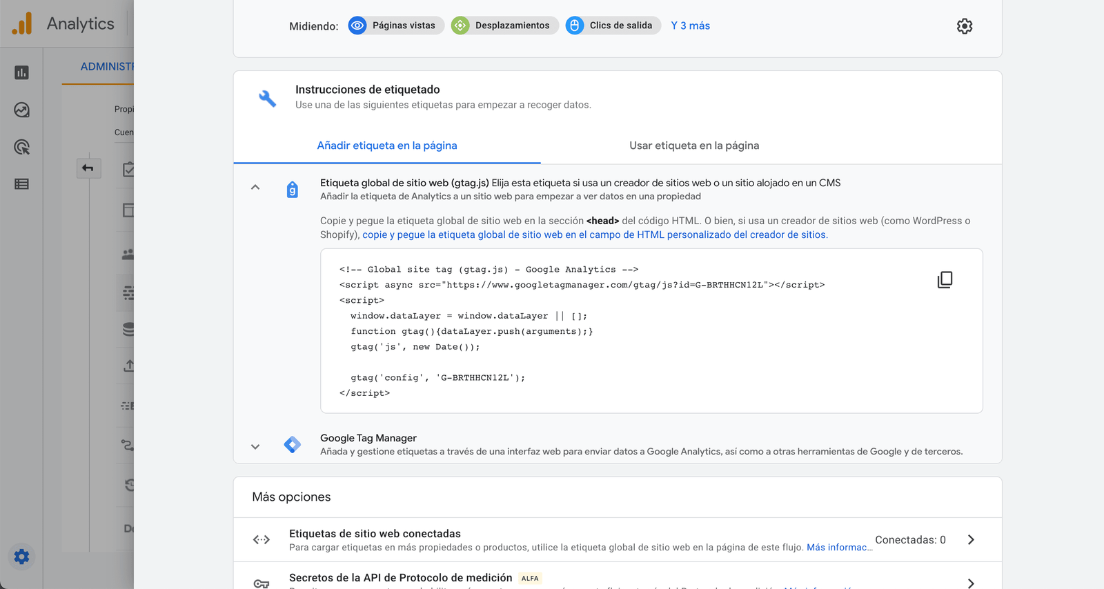 Código de seguimiento de google analytics