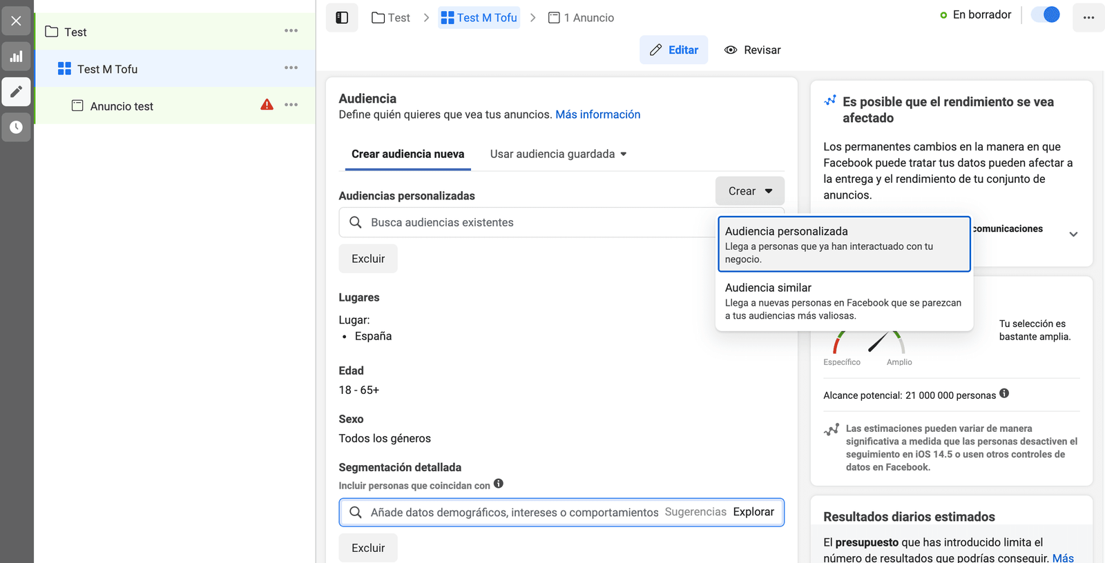 audiencias personalizadas en facebook
