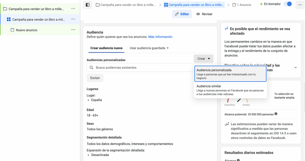 audiencias en facebook ads