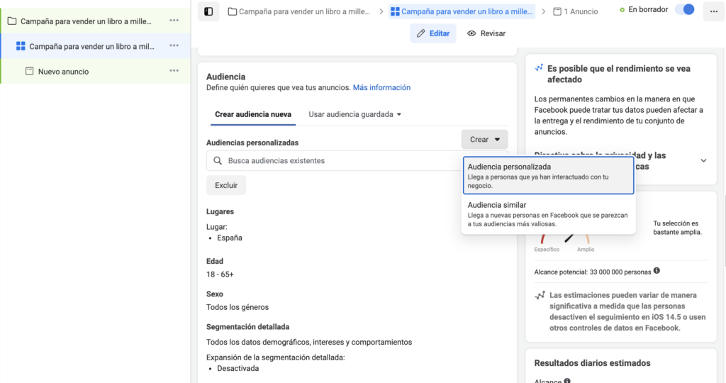 audiencias en facebook ads